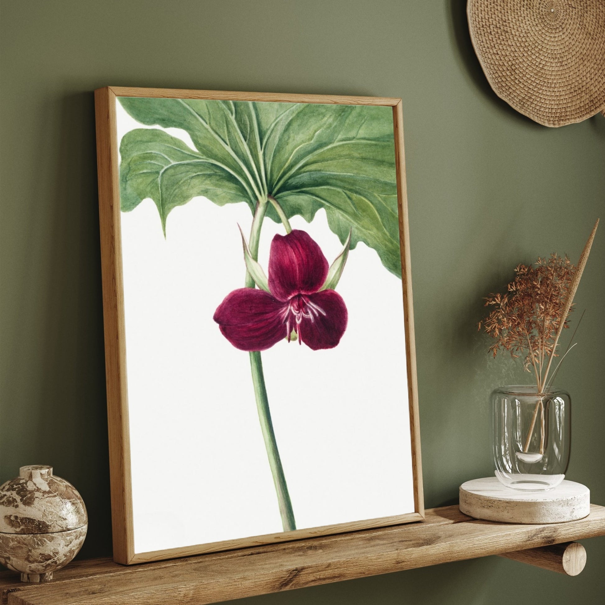 Crimson Bloom – Elegant Botanical Wall Art Print 2 : 3 Vertical Premium Wall Art Canvas by MeriDeewar