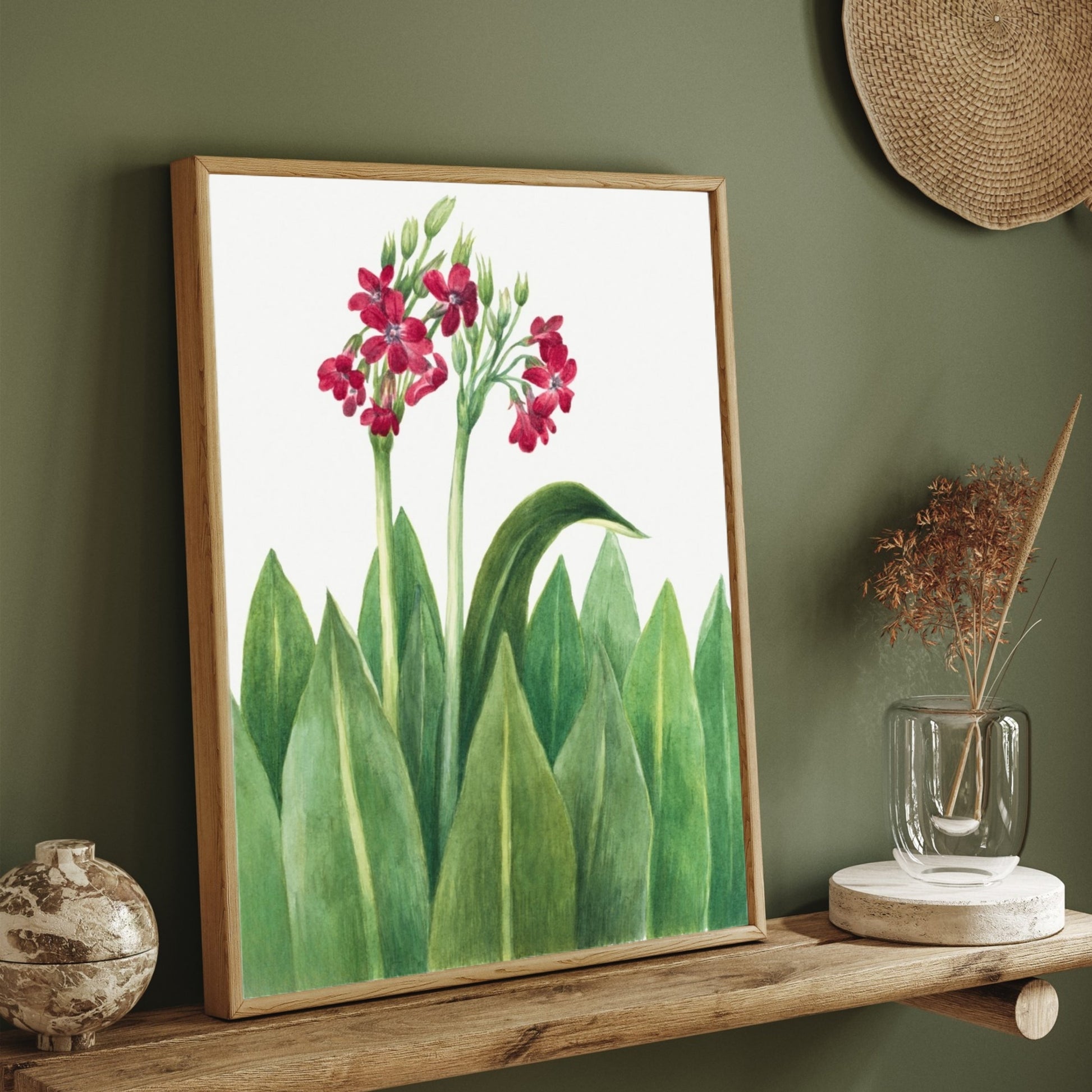 Crimson Canopy – Vibrant Botanical Wall Art Print 2 : 3 Vertical Premium Wall Art Canvas by MeriDeewar
