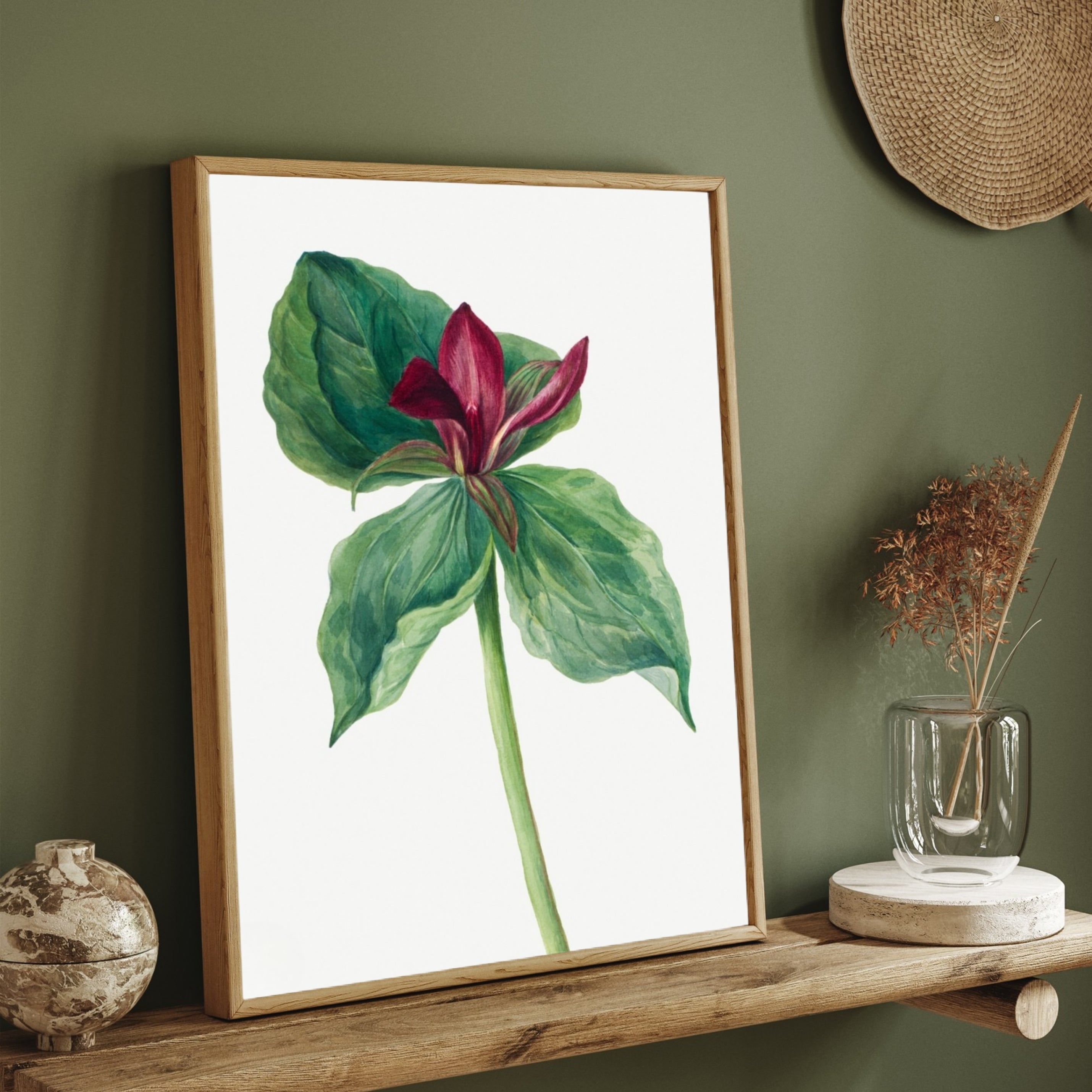 Crimson Grace – Elegant Botanical Wall Art Print 2 : 3 Vertical Premium Wall Art Canvas by MeriDeewar