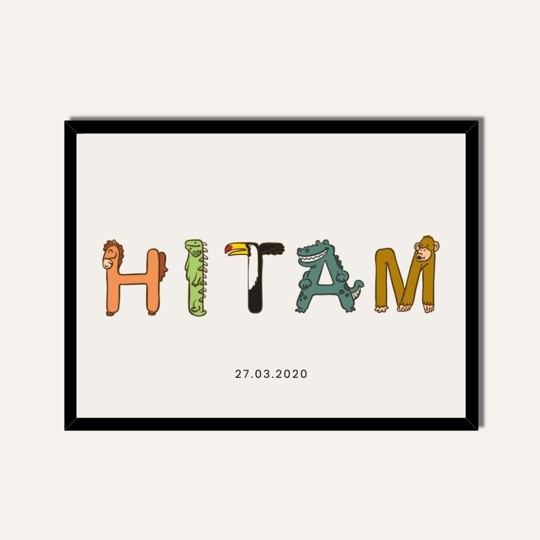 Custom Animal Alphabet Name Wall Art | Personalized Kids Framed Print custom Premium Wall Art Canvas by MeriDeewar