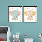Cute Baby Elephant Wall Art Set Of 2 Walls Premium Wall Art Canvas by MeriDeewar