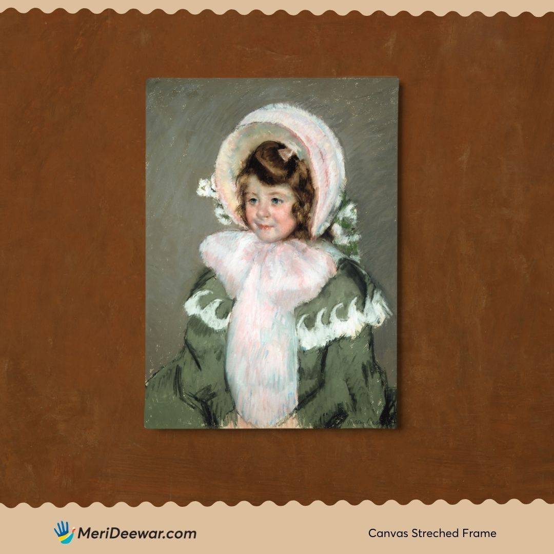 Cute Child in Green Coat by Mary Cassatt 3 : 4 Vertical New Premium Wall Art Canvas by MeriDeewar