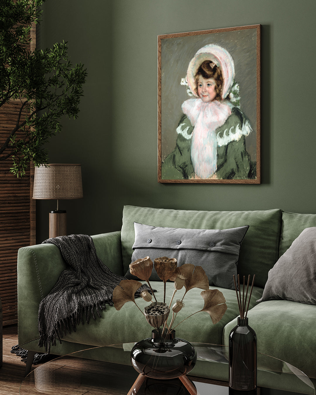 Cute Child in Green Coat by Mary Cassatt 3 : 4 Vertical New Premium Wall Art Canvas by MeriDeewar