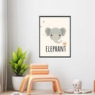 Cute Minimalist Boho Elephant Nursery Wall Art | Pastel Framed Print 2 : 3 Vertical Premium Wall Art Canvas by MeriDeewar