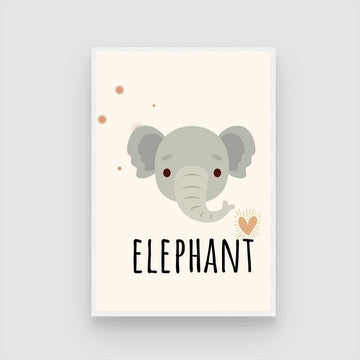 Cute Minimalist Boho Elephant Nursery Wall Art | Pastel Framed Print 2 : 3 Vertical Premium Wall Art Canvas by MeriDeewar