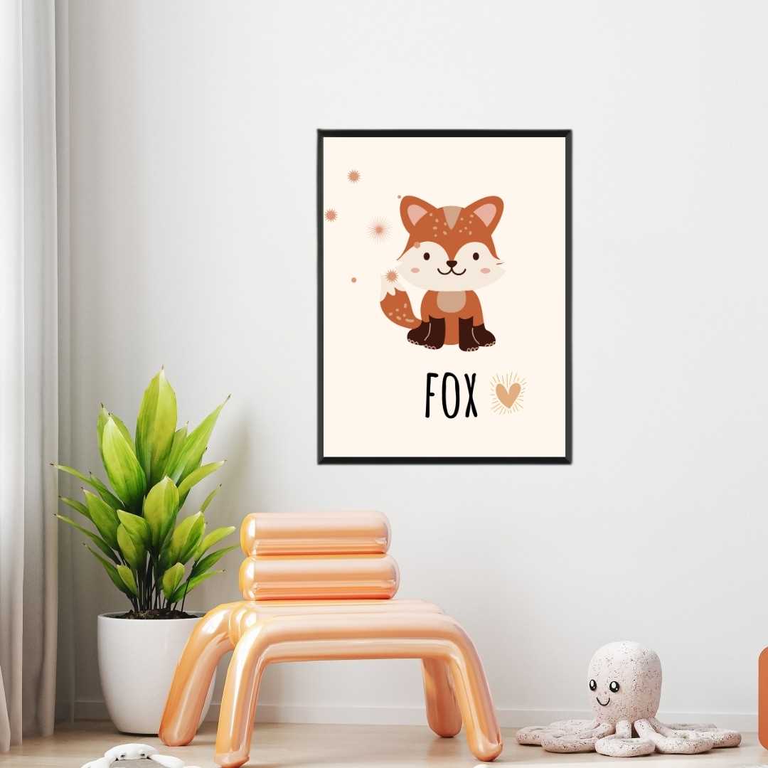Cute Minimalist Boho Fox Nursery Wall Art | Pastel Framed Print 2 : 3 Vertical Premium Wall Art Canvas by MeriDeewar