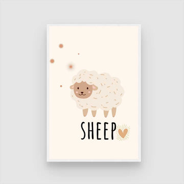 Cute Minimalist Boho Sheep Nursery Wall Art | Pastel Framed Print 2 : 3 Vertical Premium Wall Art Canvas by MeriDeewar