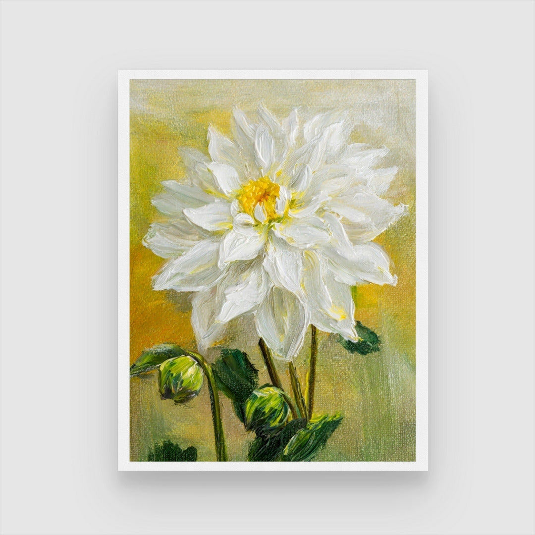 Dahlia Flower Art – Abstract Canvas Painting | MeriDeewar 3 : 4 Vertical New Premium Wall Art Canvas by MeriDeewar