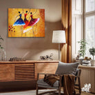 Dancing Ballerinas Wall Painting for Living Room | Colourful Figurative Art Print 4 : 3 Horizontal Premium Wall Art Canvas by MeriDeewar