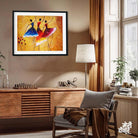 Dancing Ballerinas Wall Painting for Living Room | Colourful Figurative Art Print 4 : 3 Horizontal Premium Wall Art Canvas by MeriDeewar