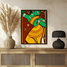 "Dancing Woman in Green" Jamini Roy Painting | Fine Art Wall Art 2 : 3 Vertical Premium Wall Art Canvas by MeriDeewar