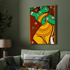 "Dancing Woman in Green" Jamini Roy Painting | Fine Art Wall Art 2 : 3 Vertical Premium Wall Art Canvas by MeriDeewar