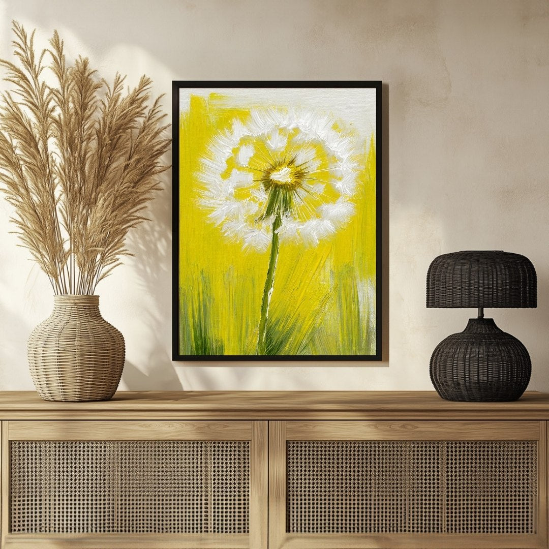 Dandelion Abstract Art Canvas - Modern Floral Wall Decor 3 : 4 Vertical New Premium Wall Art Canvas by MeriDeewar