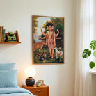 Dattatreya Painting for Pooja Room | Spiritual Wall Art with Cow & Dogs | Raja Ravi Varma Print 3 : 4 Vertical Premium Wall Art Canvas by MeriDeewar