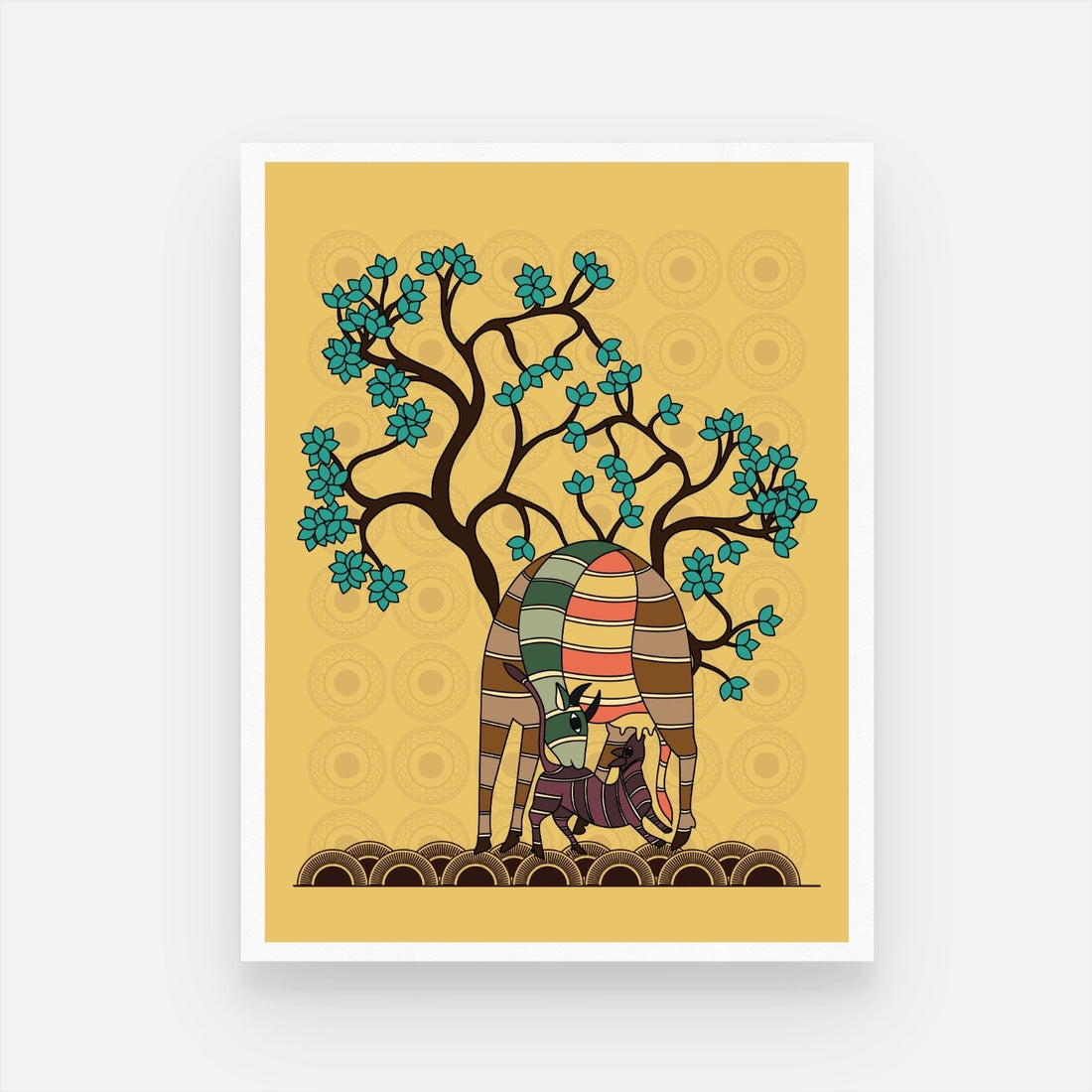Deers Gond Art Masterpiece - Unique Tribal Wall Art | MeriDeewar 3 : 4 Vertical New Premium Wall Art Canvas by MeriDeewar