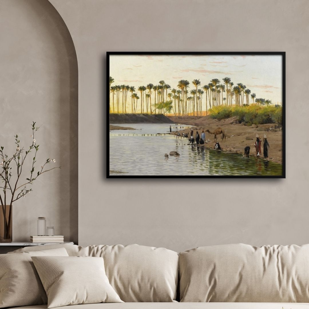 Desert Life by the River 2 : 3 Horizontal Premium Wall Art Canvas by MeriDeewar