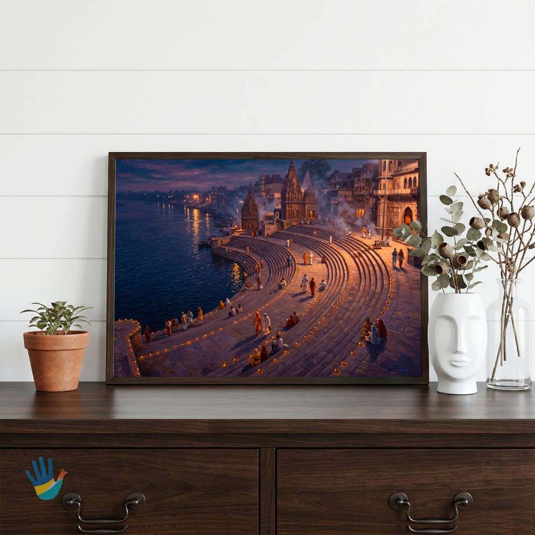 Dev Deepawali Kashi | Horizontal Wall Art 4 : 3 Horizontal Premium Wall Art Canvas by MeriDeewar
