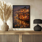 Devotees Offering Diyas on Ganges Wall Art | Edge-to-Edge Vertical Oil Painting 2 : 3 Vertical Premium Wall Art Canvas by MeriDeewar