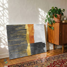 Dharani Gold | Gold Leaf & Charcoal Color-Block Abstract Wall Art 4 : 3 Horizontal Premium Wall Art Canvas by MeriDeewar
