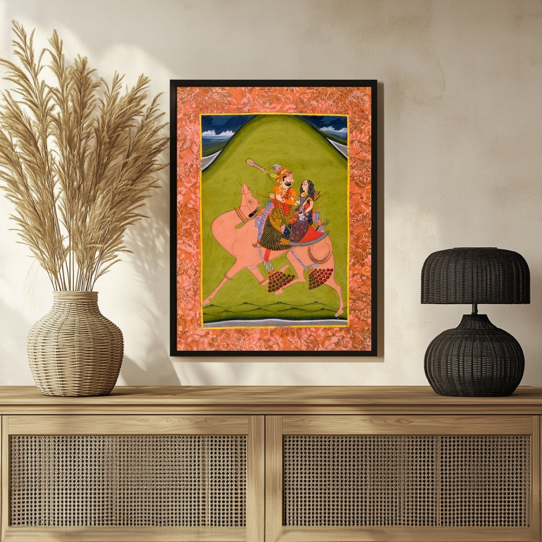 Dhola & Maru Camel Art - Vibrant Traditional Painting, MeriDeewar 3 : 4 Vertical New Premium Wall Art Canvas by MeriDeewar