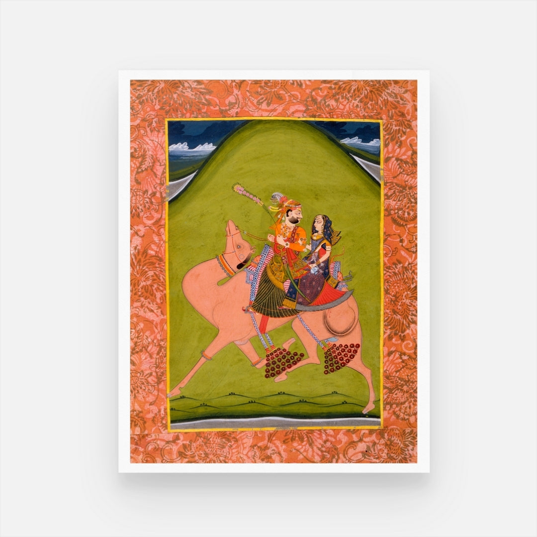 Dhola & Maru Camel Art - Vibrant Traditional Painting, MeriDeewar 3 : 4 Vertical New Premium Wall Art Canvas by MeriDeewar