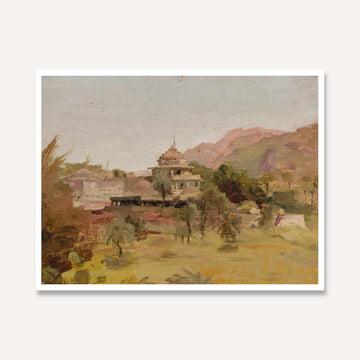 Dilwara Temple Mount Abu Oil Painting | Horizontal Framed Print 4 : 3 Horizontal Premium Wall Art Canvas by MeriDeewar