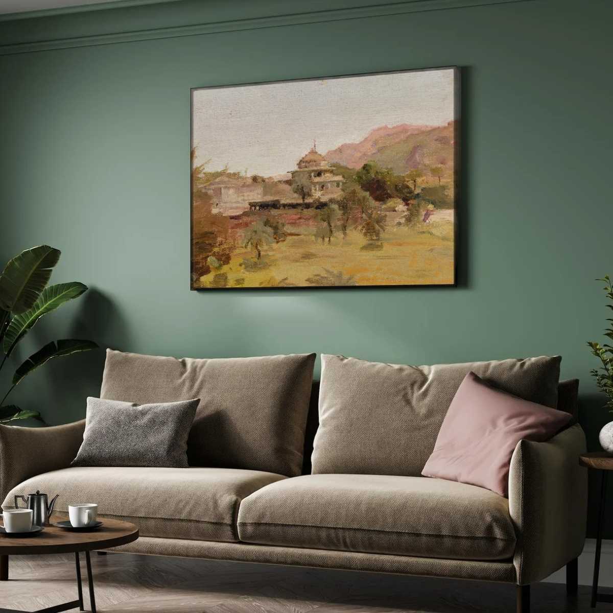Dilwara Temple Mount Abu Oil Painting | Horizontal Framed Print 4 : 3 Horizontal Premium Wall Art Canvas by MeriDeewar