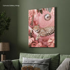 Disco Nap – Leopard in Pink Hammock Wall Art 2 : 3 Vertical Premium Wall Art Canvas by MeriDeewar