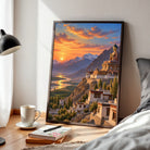 Diskit Monastery | Ladakh Nubra Valley Maitreya Buddha Gallery Wrap Canvas Curate Black Premium Wall Art Canvas by MeriDeewar