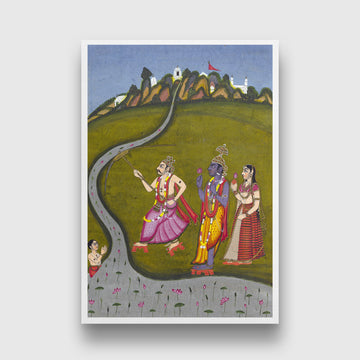Divine Journey Of Krishna Painting 2 : 3 Vertical Premium Wall Art Canvas by MeriDeewar