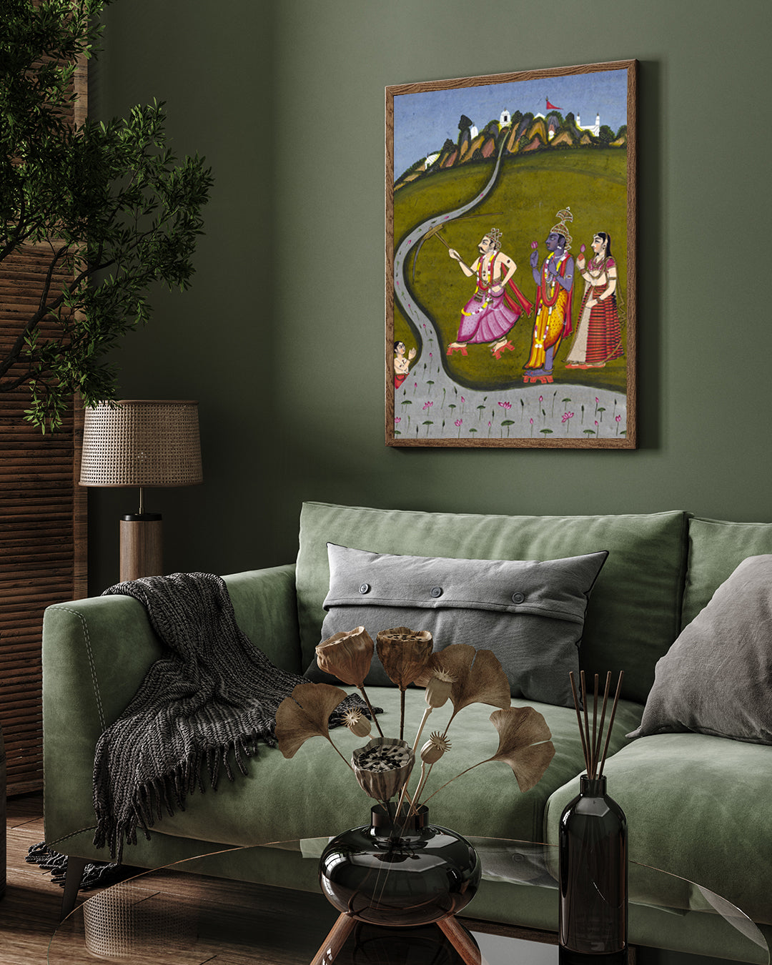Divine Journey Of Krishna Painting 2 : 3 Vertical Premium Wall Art Canvas by MeriDeewar
