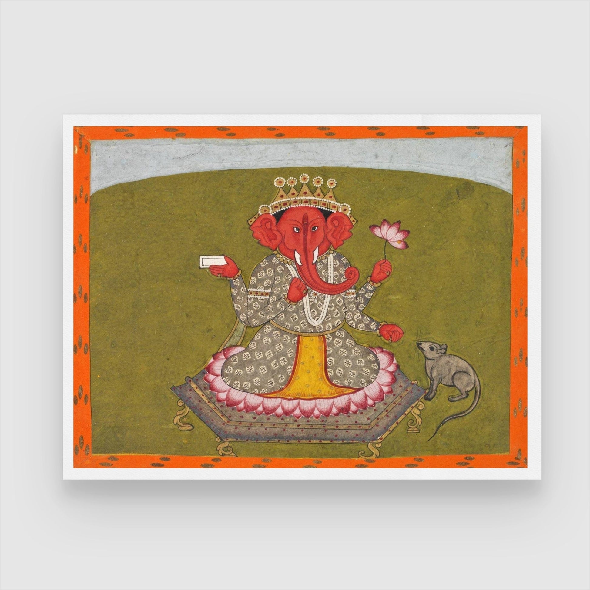 Divine Lord Ganesha Art | Classical Wall Painting 3 : 4 Horizontal New Premium Wall Art Canvas by MeriDeewar