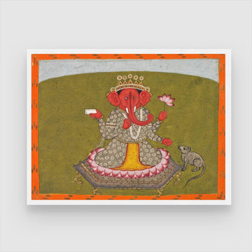 Divine Lord Ganesha Art | Classical Wall Painting 3 : 4 Horizontal New Premium Wall Art Canvas by MeriDeewar
