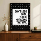 "Don't Look Back" Motivational Typographic Poster | Vertical Borderless Art Frame Poster Premium Wall Art Canvas by MeriDeewar