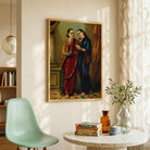 Draupadi & Sudeshna Painting by Raja Ravi Varma | Indian Classical Wall Art for Living Room 3 : 4 Vertical Premium Wall Art Canvas by MeriDeewar
