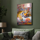 Dreamy Sleeping Tiger Floral Pop Art | Cozy Maximalist Framed Print 2 : 3 Vertical Premium Wall Art Canvas by MeriDeewar