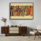 "Drummers and Dancers" Jamini Roy Painting | Fine Art Wall Art 3 : 2 Horizontal Premium Wall Art Canvas by MeriDeewar