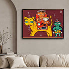 Durga Ganesha Painting for Living Room – Jamini Roy Style Spiritual Wall Art | MeriDeewar 3 : 2 Horizontal Premium Wall Art Canvas by MeriDeewar