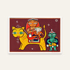 Durga Ganesha Painting for Living Room – Jamini Roy Style Spiritual Wall Art | MeriDeewar 3 : 2 Horizontal Premium Wall Art Canvas by MeriDeewar