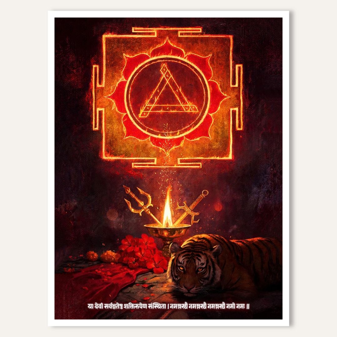 Durga Yantra | Yantra Wall Art 3 : 4 Vertical Premium Wall Art Canvas by MeriDeewar