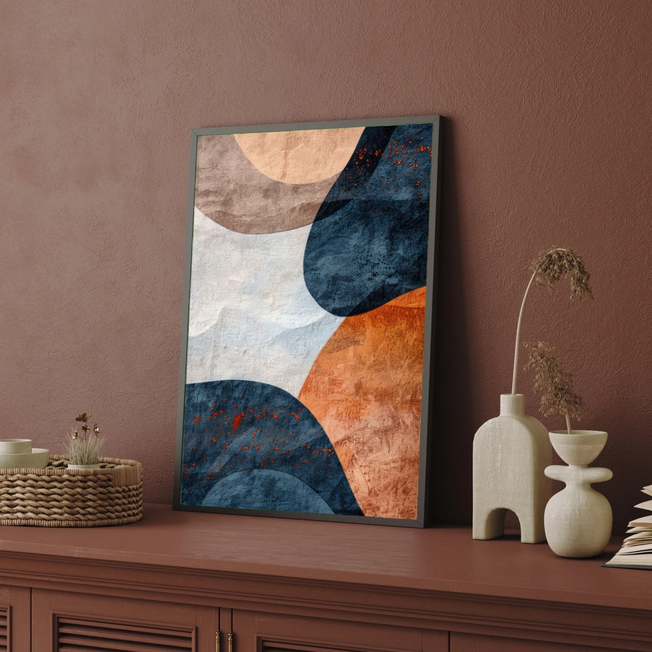 Earth Tone Abstract Canvas Painting for Modern Interiors 2 : 3 Vertical Premium Wall Art Canvas by MeriDeewar