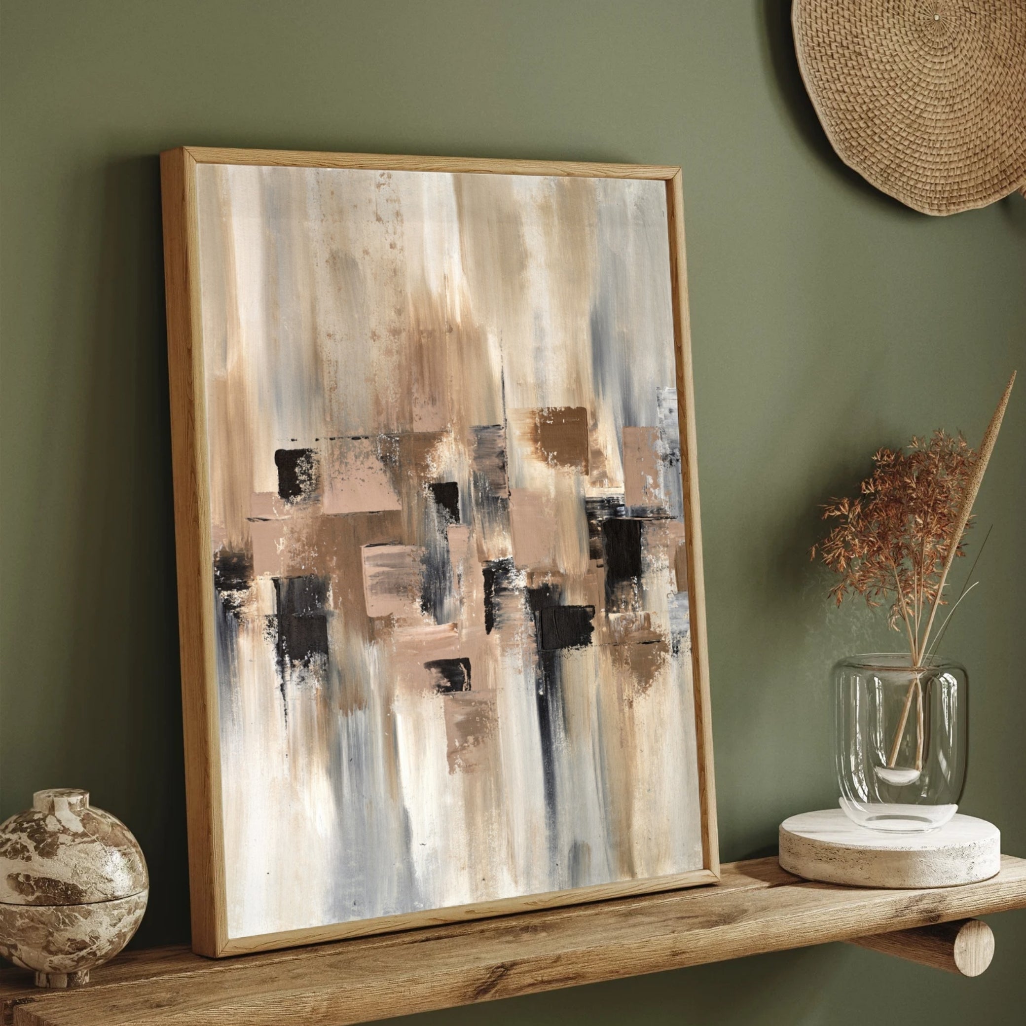 Earthbound Serenity – Modern Textured Wall Painting 2 : 3 Vertical Premium Wall Art Canvas by MeriDeewar