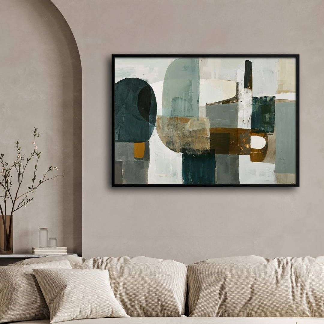 Earthen Balance – Modern Minimal Abstract Wall Art Print 2 : 3 Horizontal Premium Wall Art Canvas by MeriDeewar