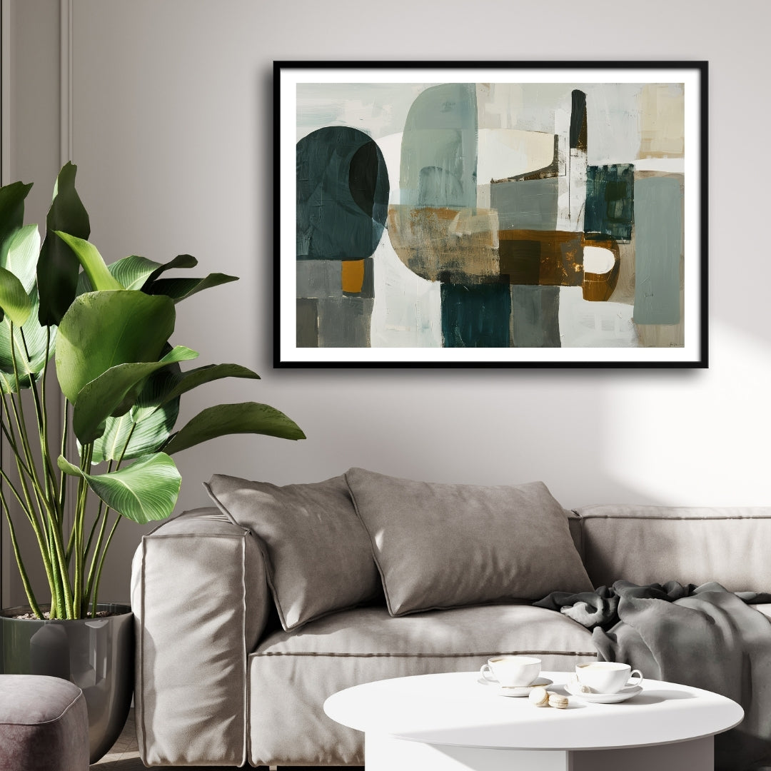 Earthen Balance – Modern Minimal Abstract Wall Art Print 2 : 3 Horizontal Premium Wall Art Canvas by MeriDeewar