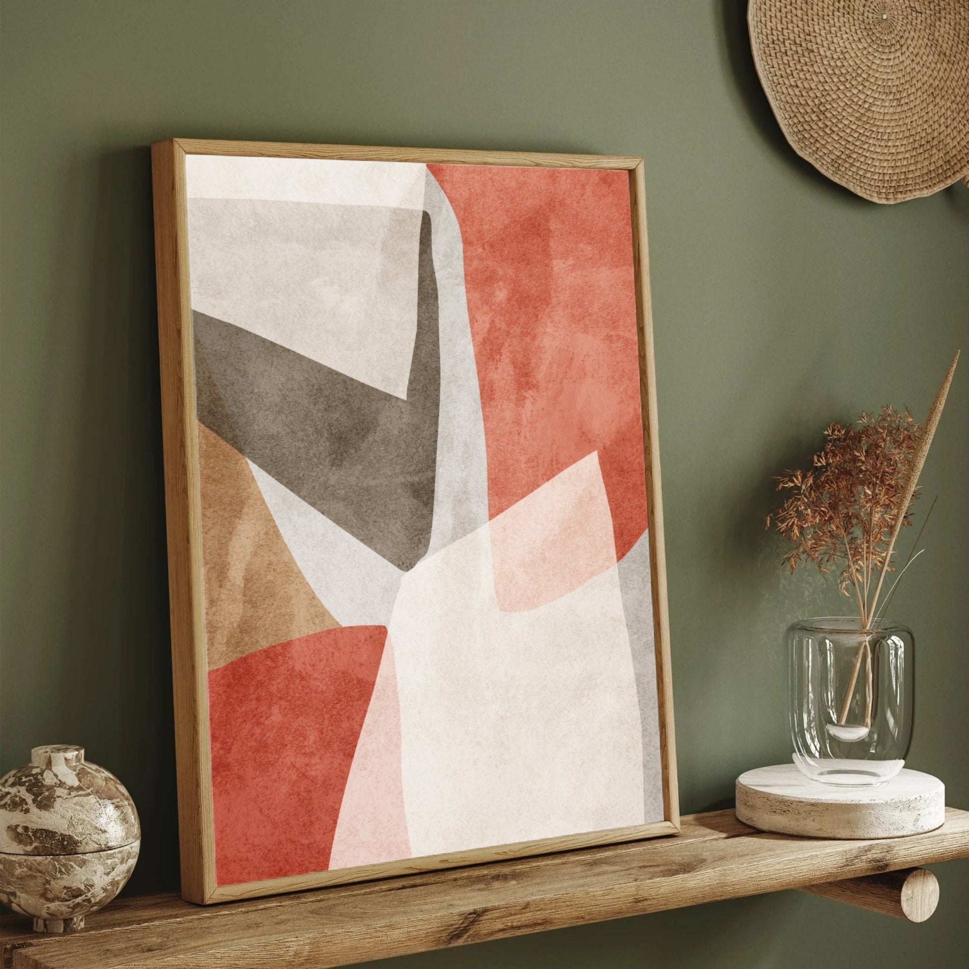 Earthen Harmony – Minimal Abstract Terracotta Canvas Wall Art 2 : 3 Vertical Premium Wall Art Canvas by MeriDeewar