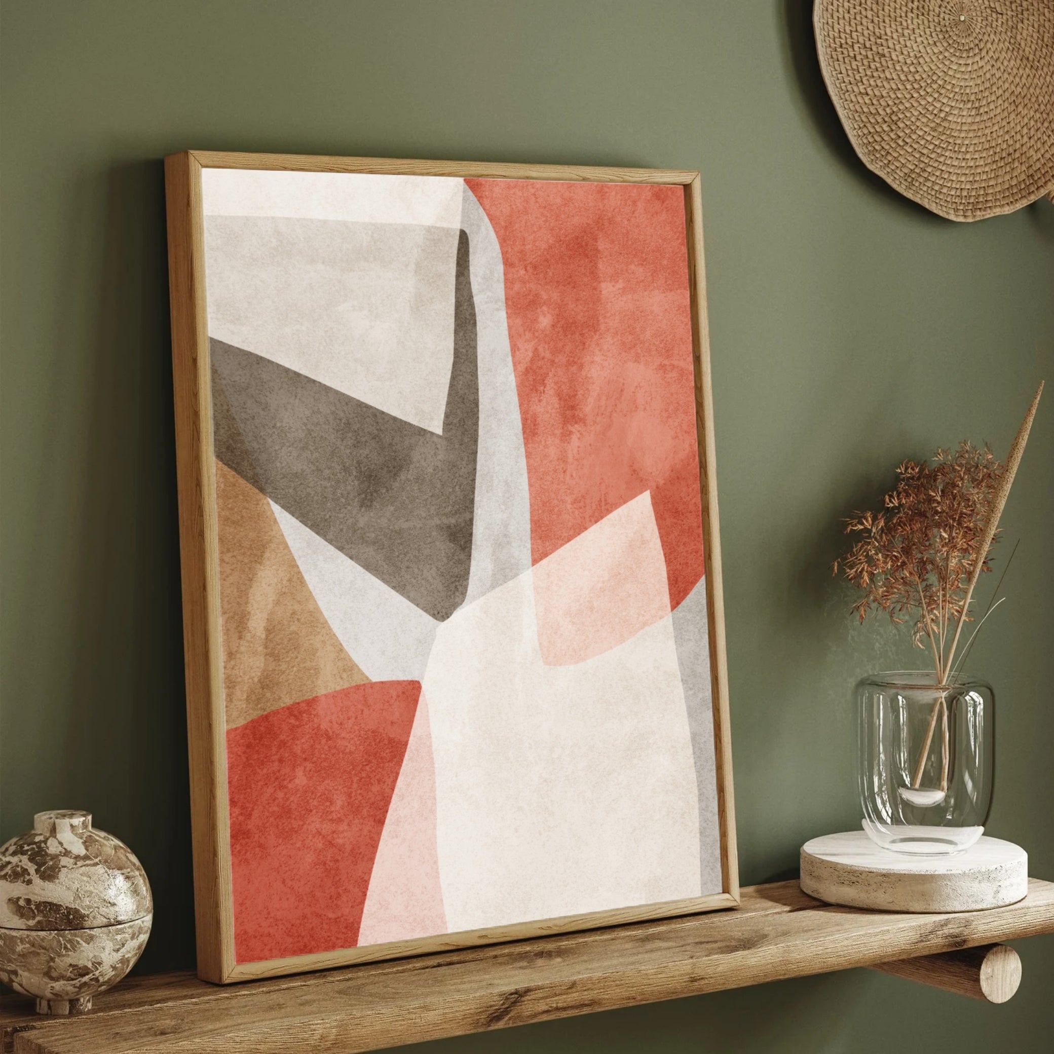 Earthen Harmony – Minimal Abstract Terracotta Canvas Wall Art 2 : 3 Vertical Premium Wall Art Canvas by MeriDeewar