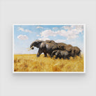 Echoes of the Wild – Elephant Herd Canvas Wall Art 2 : 3 Horizontal Premium Wall Art Canvas by MeriDeewar