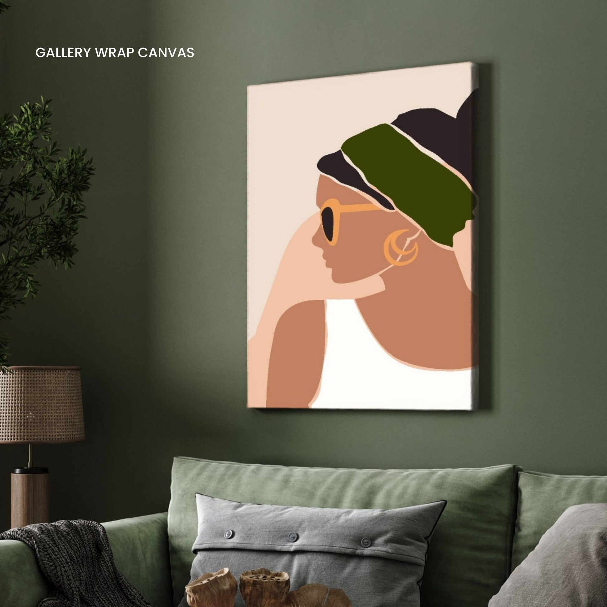 Effortless Style – Minimalist Woman with Headscarf Wall Art Print 2 : 3 Vertical Premium Wall Art Canvas by MeriDeewar