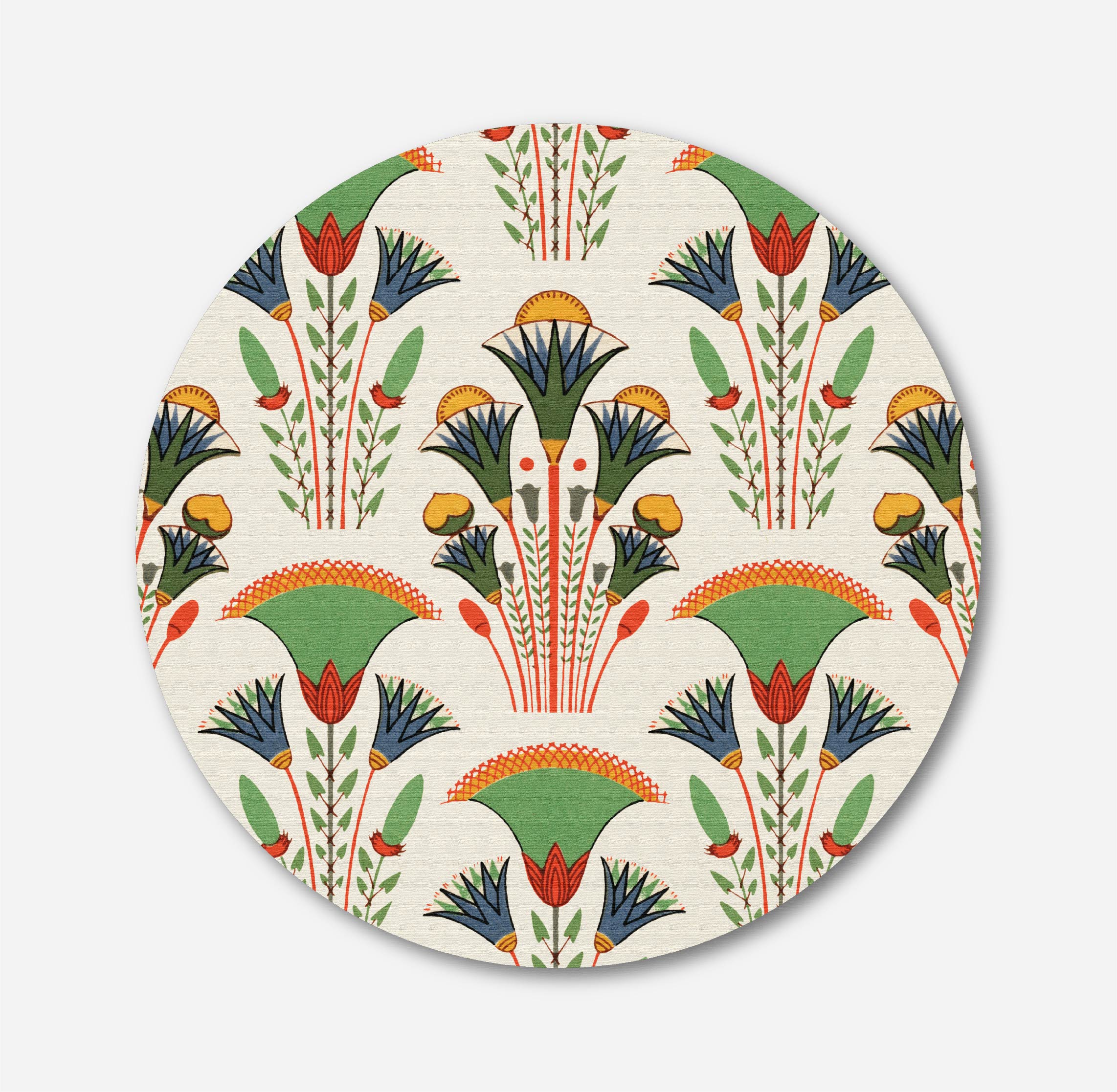 Egyptian Lotus Flower Circular Canvas Frame Circular Canvas Frame Premium Wall Art Canvas by MeriDeewar