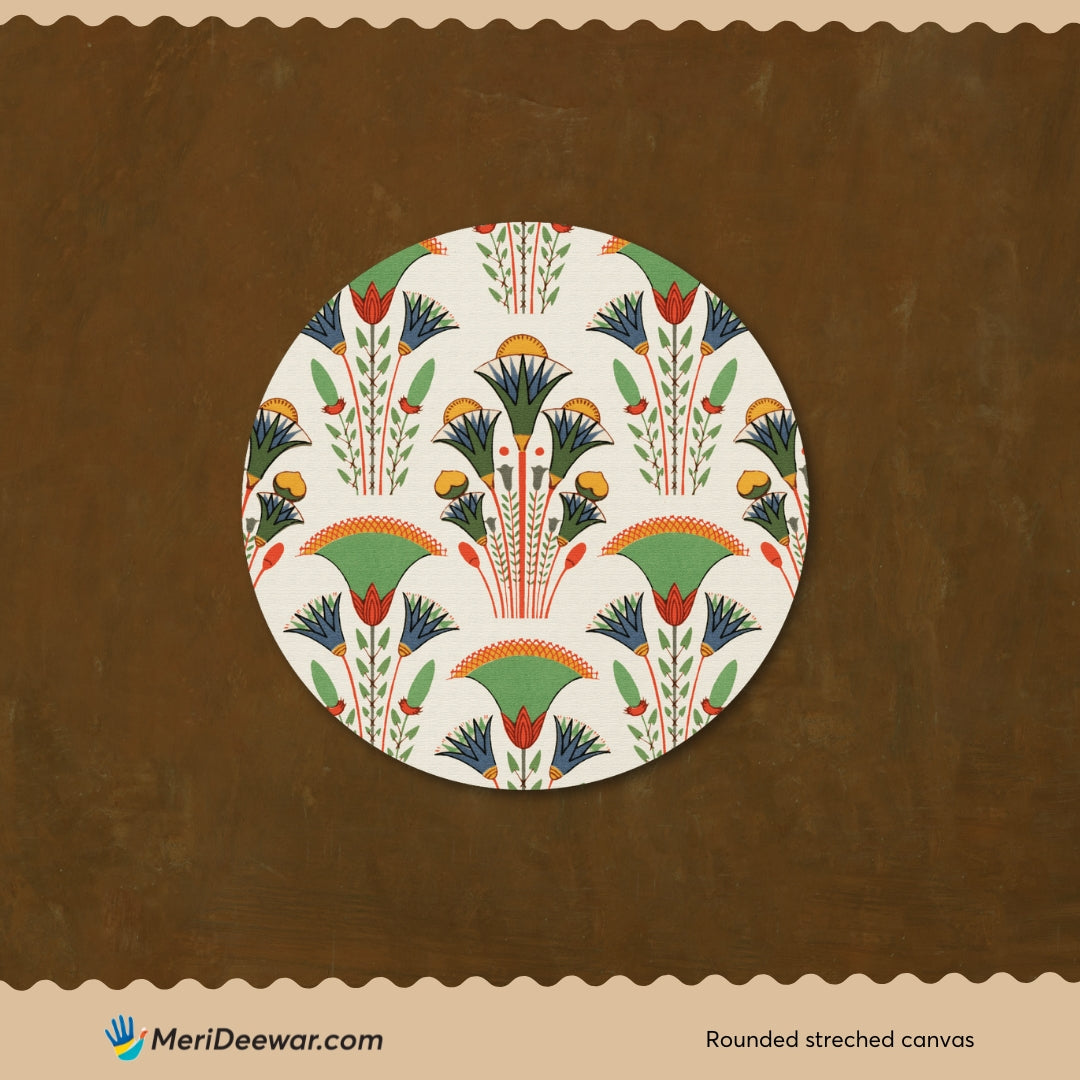 Egyptian Lotus Flower Circular Canvas Frame Circular Canvas Frame Premium Wall Art Canvas by MeriDeewar